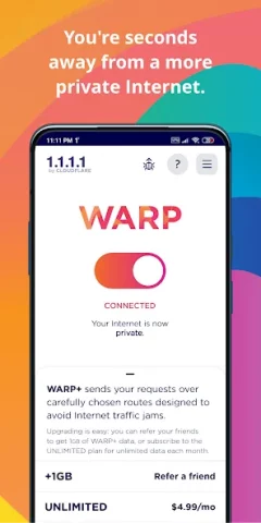 1.1.1.1 + WARP: Safer Internet - скриншот 1
